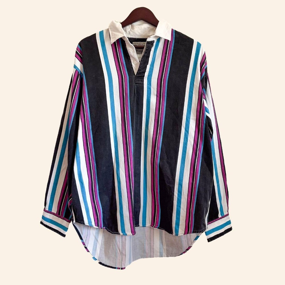 Vintage Wrangler Rugged Wear Striped Rugby Shirt